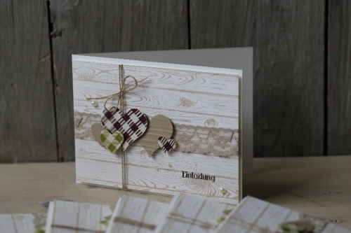 Hochzeitskarte, Karierte Herzen, Bild3, gebastelt mit Produkten von Stampin\' Up!