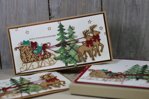 Weihnachtskarte Weihnachtsschlitten, Bild1 gebastelt mit Produkten von Stampin\' Up!