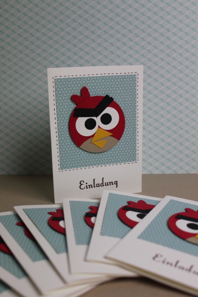 Angry Birds Geburtstagseinladung, Bild 1, gebastelt mit Produkten, Stanzen und Stempeln von Stampin\' Up!