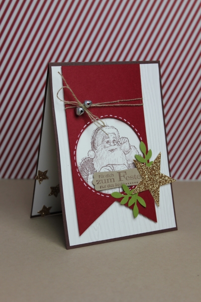 Weihnachtskarte mit dem Weihnachtsmann, Bild 1, gebastelt mit Produkten von Stampin\' Up!