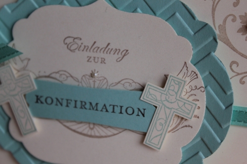 Einladung zu Kinfirmation/Kommunion, benutzt wurde das Stempelset